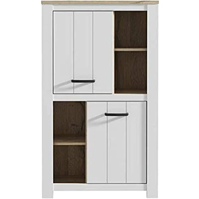 Abbildung von Forte Elara Schrank mit 2 Türen, Holzwerkstoff, Weiß Matt / Bianco Eiche, 86,7 x 143,7 42,2 cm