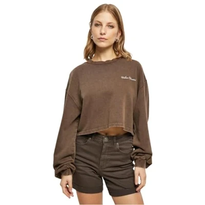 Abbildung von Urban Classics Cropped Small Sweatshirt, Damen, Größe: Medium, Brown