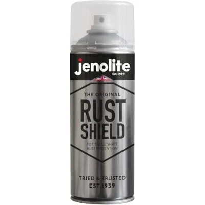 Abbildung von JENOLITE Rust Shield Rostschutz Klarlack Spray 400ml Korrosionsschutz für Metall Schützt vor Rost &amp; Witterung Autos, Motorräder, Dekorationen, blankes Lacke Wetterfest