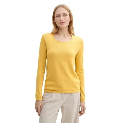 Abbildung von TOM TAILOR Damen Basic Strickpullover aus Baumwolle, 24567 California Sand Melange, XL