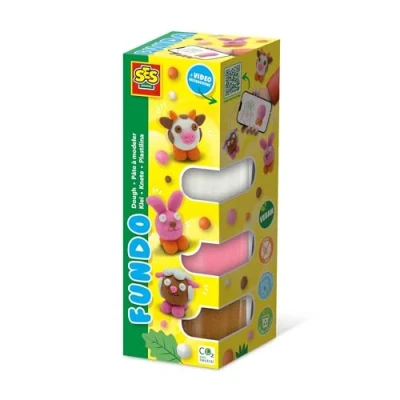 Abbildung von SES Creative 00811 FunDo Knete Bauernhof Tiere (3x90gr 1x40gr), diverse Farben