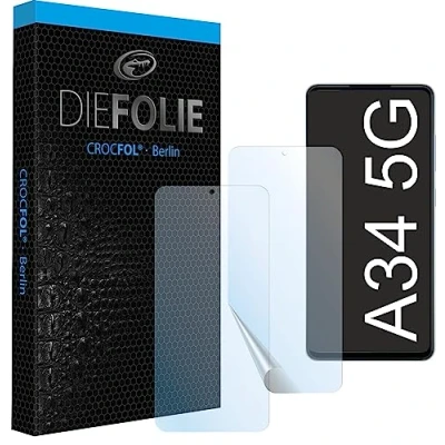 Abbildung von Crocfol Schutzfolie [2 St.] kompatibel mit Samsung Galaxy A34 5G vom Testsieger selbstheilende Premium 5D Langzeit Panzerfolie (Fullcover)