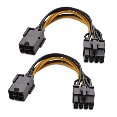 Abbildung von Cable Matters 2er Pack 6 Pin zu 8 PCIe Adapter Stromkabel (8 Polig Stecker Buchse Kabel) 10 cm