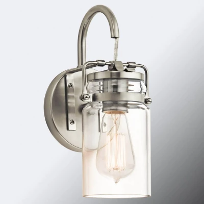 Abbildung von Kichler KL BRINLEY1 NI Wandleuchte Brinley 1xE27 H:29,2 L:15,9 B:12,7