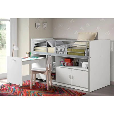 Abbildung von Vipack Hochbett &quot;Bonn&quot;, (Made in Europe), mit Schrank und Schreibtisch auf Rollen