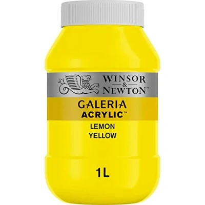 Abbildung von Winsor &amp; Newton 2154346 Galeria Acrylfarbe, hohe Pigmentierung, lichtecht, buttrige Konsistenz, 1000 ml Topf Zitronengelb
