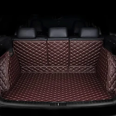 Abbildung von OLOI Auto Leder Kofferraummatte für VW T ROC 2018 2023, Antirutschmatte Kofferraum Schutzmatte Kofferraumschutz, Zubehör,D/Coffee