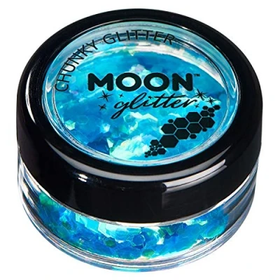 Abbildung von Schillernder grober Glitzer von Moon Glitter 100% kosmetische für Gesicht, Körper, Nägel, Haare und Lippen 3g Blau