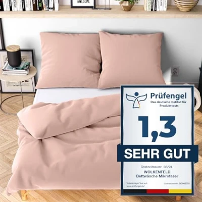 Abbildung von Bettwäsche Mikrofaser Allergiker einfarbig unfassbar weich, Wolkenfeld, Mikrofaser, 4 teilig, 135x200 cm, 155x200 &amp; 155x220 I inkl. 2x Kissenbezüge 80x80 Uni