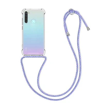 Abbildung von kwmobile Necklace Case kompatibel mit Xiaomi Redmi Note 8 (2019/2021) Hülle Silikon Cover Handykette Band Handyhülle Lavendel Violett Hellblau Transparent