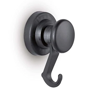 Abbildung von MAUL Neodym Magnet mit Karussell Haken hoher Haftkraft (10 kg) für einen vielseitigen Einsatz stark Schlüssel, leichte Tasche Ø 53 mm Schwarz