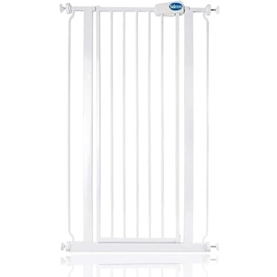 Abbildung von Safetots Extrahoher schmaler Metall Sicherheitsgitter, Druckmontage, 68.5cm 75cm, Weiß, 104cm Höhe, Extrahohe Treppengitter, Gitter für hohe Babys, Einfache Installation