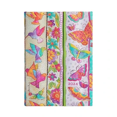 Abbildung von Paperblanks 12 Monatskalender 2024 Kolibri und Schmetterlinge Tagesüberblick Midi (130 x 180 mm)