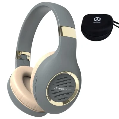 Abbildung von PowerLocus Bluetooth Kopfhörer Over Ear, Kabellose Faltbarer mit Mikrofon, Hi Fi Stereo tiefer Bass,weicher Ohrenschützer kabelloses &amp; kabelgebundenes Headset für Handy,Tablet,PC Asphaltgrau