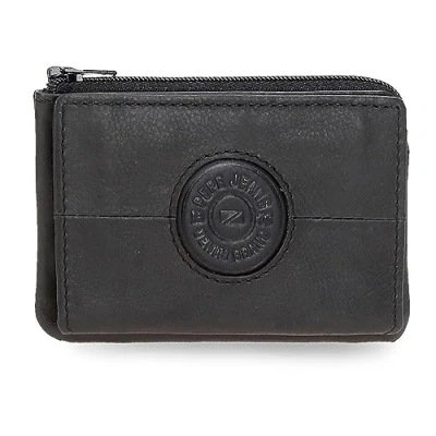 Abbildung von Pepe Jeans Cracker Geldbörse mit Kartenfach, Schwarz, 11 x 7 1,5 cm, Leder, Talla única, Kartenhalter