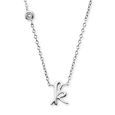 Abbildung von Engelsrufer Halskette aus Sterling Silber mit Anhänger Buchstabe K besetzt einem Zirkonia Stein in zwei Längen verstellbar Länge: 44cm