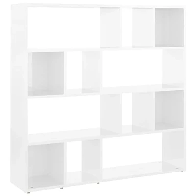 Abbildung von vidaXL Bücherregal Raumteiler Standregal Aktenregal Büroregal Raumtrenner Regal Wandregal Aufbewahrungregal Hochglanz Weiß 105x24x102cm