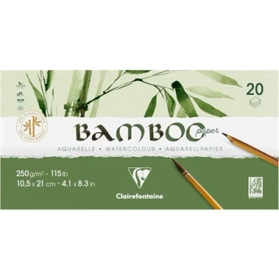 Abbildung von Clairefontaine 975912C Block Bamboo Aquarelle, einseitg geleimt, 20 Blatt Bambuspapier 250g, DIN A5 10,5x21cm, 1