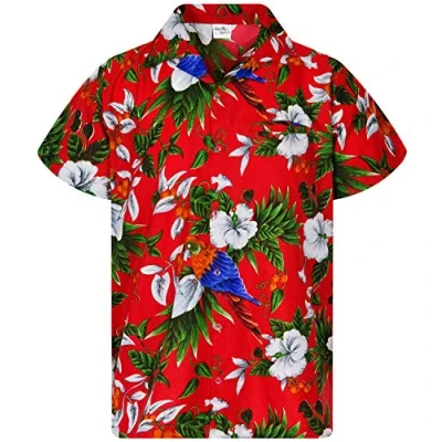 Abbildung von King Kameha Funky Hawaii Hemd, Herren, Kurzarm, Cherry Parrot, Rot, XL