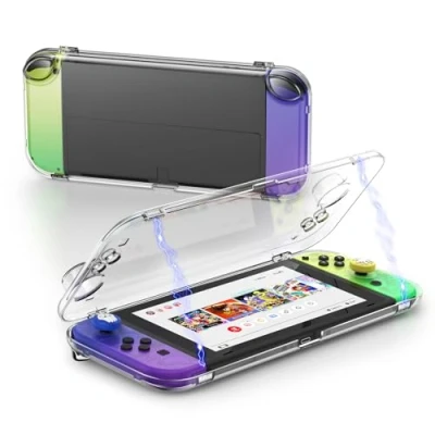 Abbildung von IINE Transparente Hülle für Switch Oled, Tragbare Staubdichte Schutzbox Kompatibel mit Nintendo OLED Reiseetui Magnetverschluss
