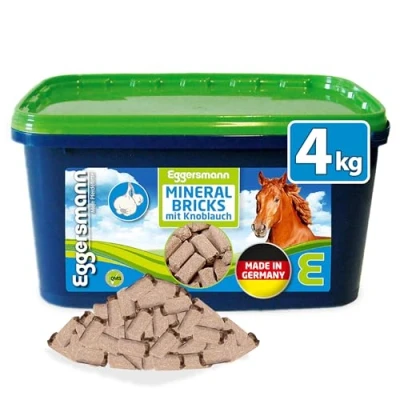 Abbildung von Eggersmann Mein Pferdefutter Mineral Bricks 4 kg Mineralfutter für Pferde Mit Mineralstoffen &amp; Vitaminen zur Unterstützung des Stoffwechsels Knoblauchzusatz Fliegenabwehr