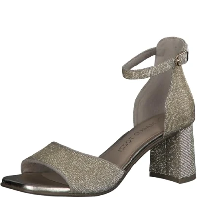 Abbildung von MARCO TOZZI Damen Sandalen mit Absatz Verstellbarem Riemen Glitzer, Gold (Gold), 40 EU