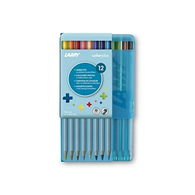 Abbildung von LAMY colorplus Farbstifte 506 12er Set: Kunststoffetui mit 12 Farbstiften aus massivem Lindenholz ergonomischer Dreieckform Dicke Mine Ø 3,3 mm, Farbstift 7,2 mm