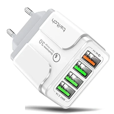 Abbildung von QC 3.0 Mehrfach USB Ladegerät mit 4 Ports, Quick Charger 3.0, kompatibel Allen Handys (White)