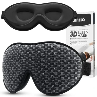 Abbildung von INNELO Schlafmaske für Herren Frauen, 2024 Bequeme Atmungsaktive 3D Augenmaske, mit tiefen Augenhöhlen und erhöhten Nasenpads,100％ Lichtblockierende Schlafbrille Memory Foam Reisen, Grau
