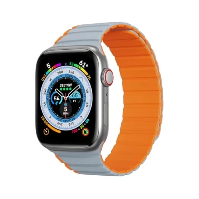 Abbildung von Magnetisches Apple Watch SE, 9, 8, 7, 6, 5, 4, 3, 2, 1 (41, 40, 38 mm) Dux Ducis Armband (LD Version) grau orange