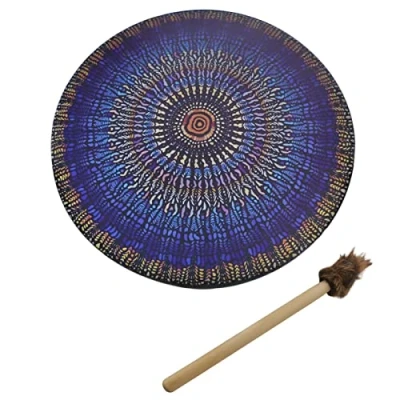 Abbildung von HINAA Shaman Drum Handmade Shamanische Drum, Vegan Alchemical Moon With Stick, Symbol Of The Sibirian Spirit Music, Sound Healing Tool