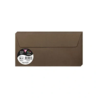 Abbildung von Clairefontaine 5875C Packung mit 20 Umschläge Pollen, Format DL, 110 x 220 mm, 120g, ideal für Ihre Einladungen und Korrespondenz, Braun, 1 Pack