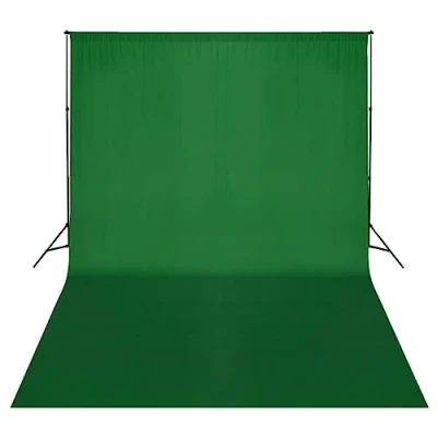 Abbildung von vidaXL Fotografie Studie Hintergrundsystem mit grünem Tuch 500 x 300 cm