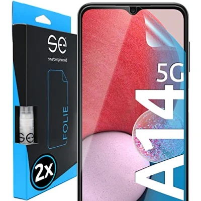 Abbildung von S.E für Samsung Galaxy A14 5G Schutzfolie 2x Folien im SET aus Deutschland, Folie TPU Technologie, kinderleichte Anwendung, als Alternative Schutzglas