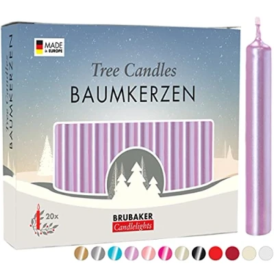 Abbildung von BRUBAKER 100er Pack Baumkerzen Wachs Weihnachtskerzen Pyramidenkerzen Christbaumkerzen Flieder