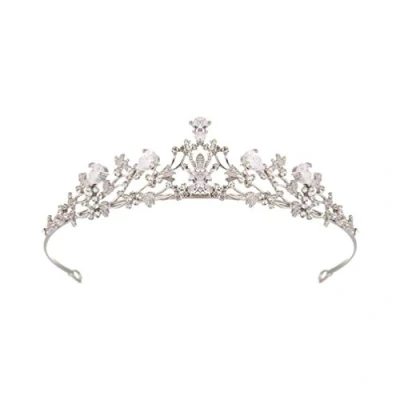 Abbildung von Minkissy Braut Diadem Krone Strass Tiara Kristall Hochzeit Stirnband Blume