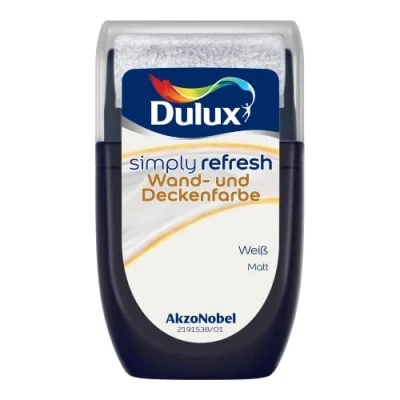 Abbildung von Dulux Simply Refresh Wand und Deckenfarbe Weiss Tester 30 ml
