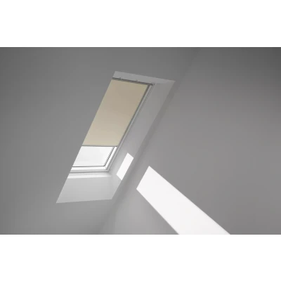Abbildung von VELUX Original Dachfenster Verdunkelungsrollo, mit Grauer Führungsschiene, Hellbeige, für GGL M04, GGU GHL GHU GPU GIL MK34, GIU MK34