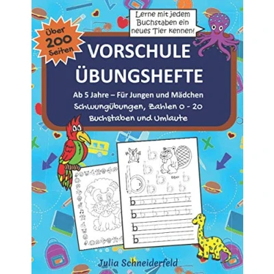 Abbildung von Vorschule Übungshefte ab 5 Jahre für Jungen und Mädchen: Der große 3 in 1 Vorschulblock: Schwungübungen, Zahlen 0 20, Buchstaben Umlaute