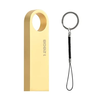 Abbildung von USB Stick 128gb, Mini Sticks 128gb mit Schlüsselanhänger Speicherstick 2.0 Flash Drive Laufwerk 128 GB (Gold)