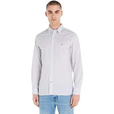 Abbildung von Tommy Hilfiger CORE FLEX MINI GEO Hemd, Herren, Größe: XL, White / carbon navy