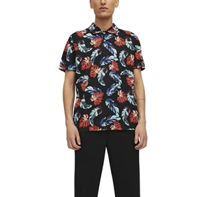 Abbildung von JACK &amp; JONES Men&#039;s JPRBLATROPIC SS Polo Poloshirt, Navy Blazer/AOP:SS23, M
