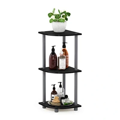 Abbildung von Furinno Eckregal Mehrzweckregal mit 3 Ebenen, holz, Schwarz/grau, 29.46 x 75.18 cm