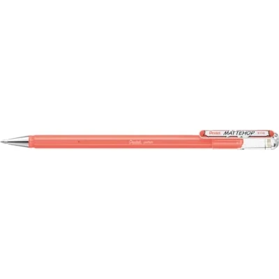 Abbildung von Pentel K110 VP2X Mattehop Gel Tintenroller mit hochdeckender Tinte in mattem Finish, Modell Kappe, 1 Stück, koralle
