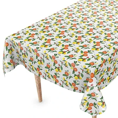 Abbildung von Tischdecke abwaschbar Wachstuch Wachstuchtischdecke 100 x 140cm Schnittkante Orangen Zitronen pflegeleicht