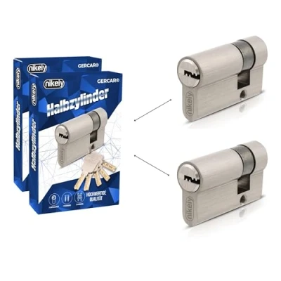 Abbildung von GERCAR Pro Gleichschließend 2x Halbzylinder 30/10 Set Garagentor Profil inkl. 10 Schlüssel 40 mm Garagentorschloss 2er Zylinder Länge: 40mm, A:30 B:10 Schließsystem