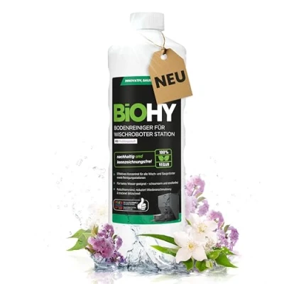 Abbildung von BiOHY Bodenreiniger Für Wischroboter Station mit Frühlingsduft (1l Flasche) Reinigungsmittel Konzentrat alle Wisch &amp; Saugroboter Nass Funktion Schaumarm Streifenfrei Böden