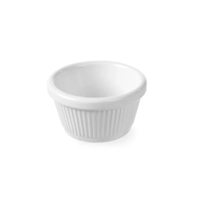 Abbildung von HENDI Auflaufförmchen 80 ml Ø 8 x 4 cm Melamin klein weiß Pastetenförmchen rund geriffelt, Mini Auflaufformen