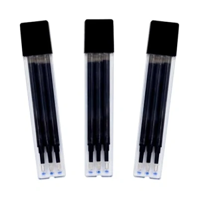 Abbildung von Raylu Paper® Ersatzmine für einziehbare löschbare Kugelschreiber, Geltinte, 1 mm Spitze und 0,7 Strichstärke, 3er Pack, schwarz (9 Stück)