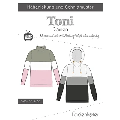 Abbildung von Fadenkäfer Papierschnittmuster Hoodie Toni Damen